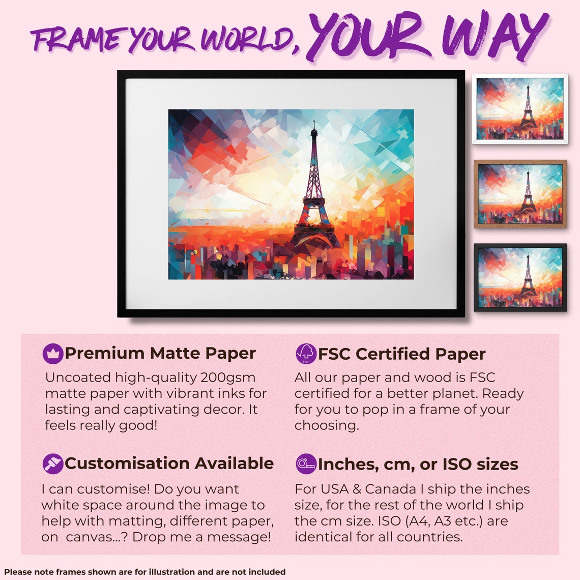 Geometric Eiffel Tower Abstract Orange Teal Cityscape Art Poster - Image 2