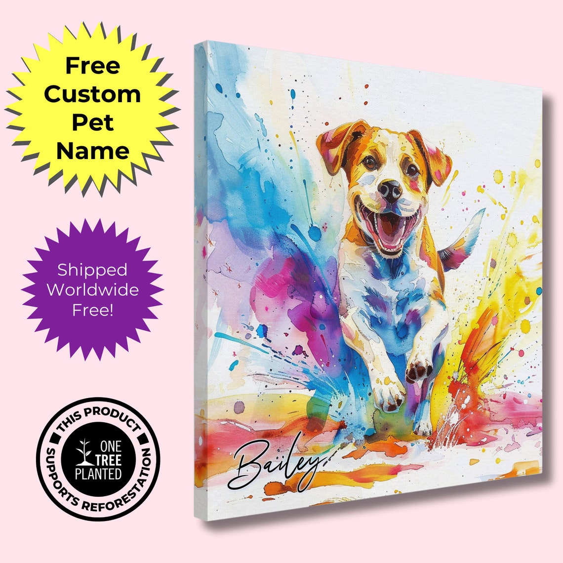 Biscuit The Beagle Running Joyful Watercolor Splash Dog Poster - Image 3