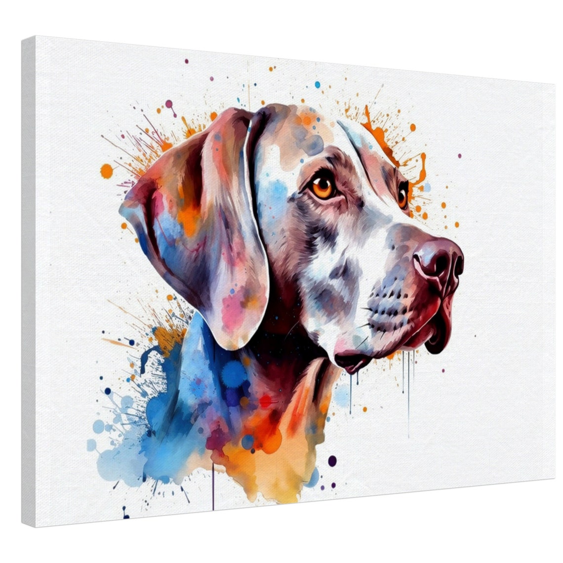 Weimaraner Side Profile Colorful Watercolor Splash Dog Portrait Poster