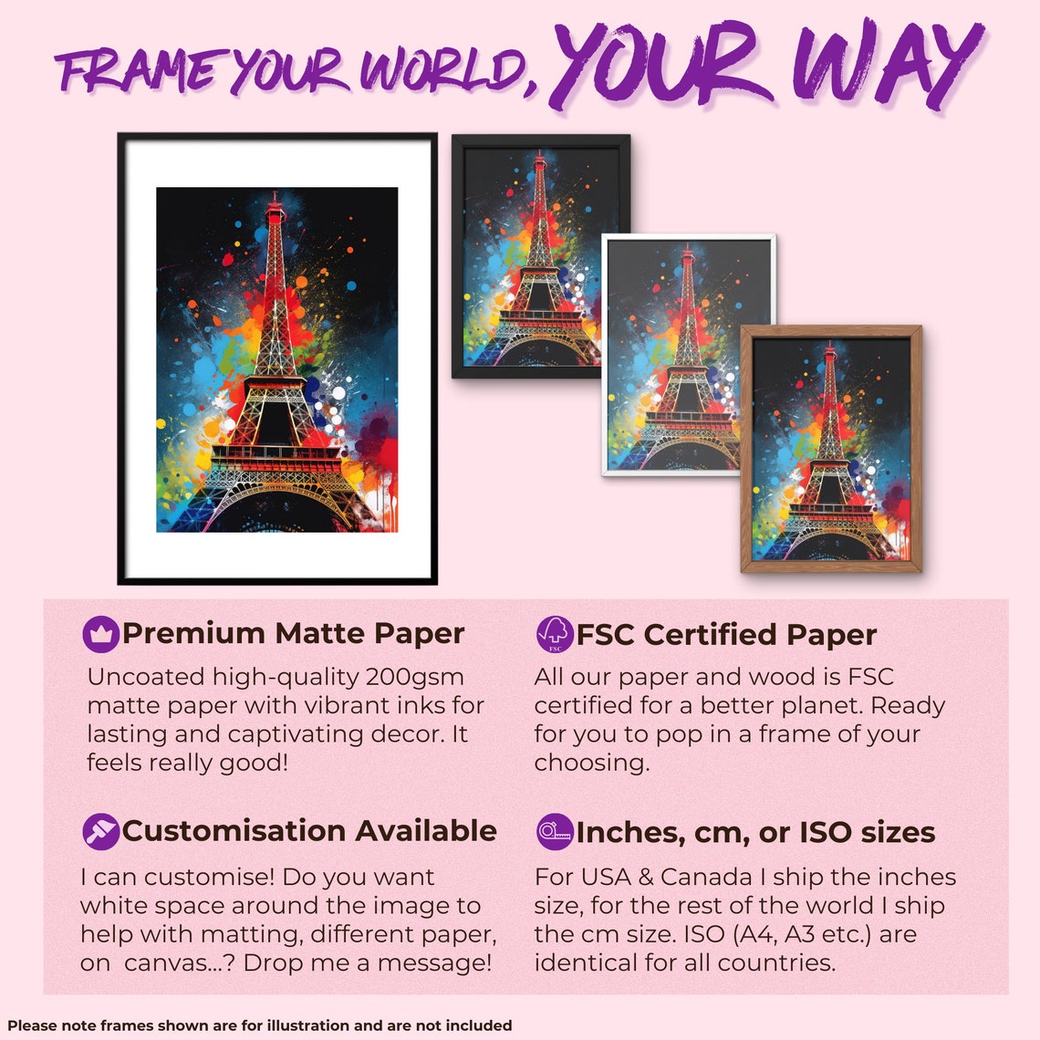 Eiffel Tower Black Background Rainbow Splash Colourful Pop Art Poster - Image 2