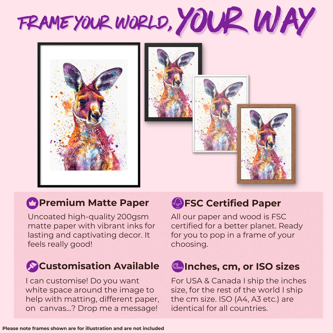 Vibrant Fiery Red Kangaroo Watercolor Portrait Splash Animal Poster - Image 2