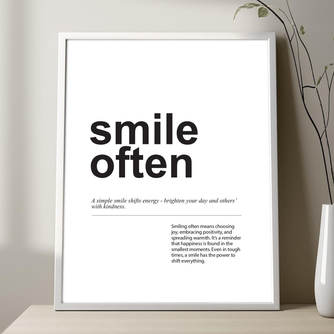 Smile Often Uplifting Dictionary Definition Typography Poster Art