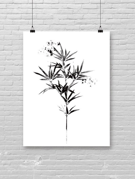 Bamboo Poster Tropical Leaf Minimalist Leaves Print Botanical Modern Art