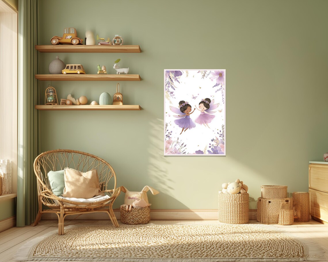 Fairy Girls Nursery Art Print, Magical Illustration