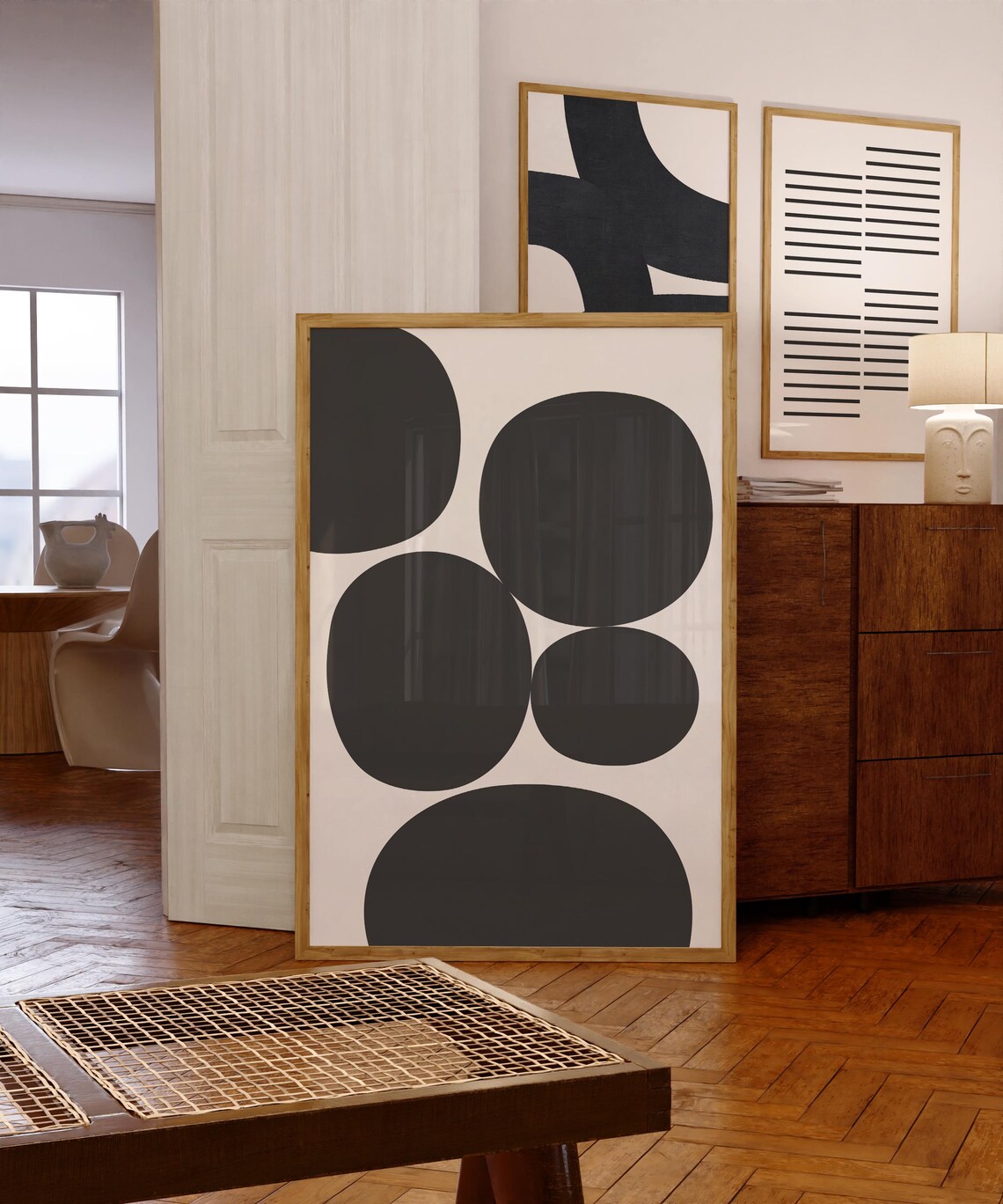 Organic Circles Harmony Art Print, Mid Century Modern