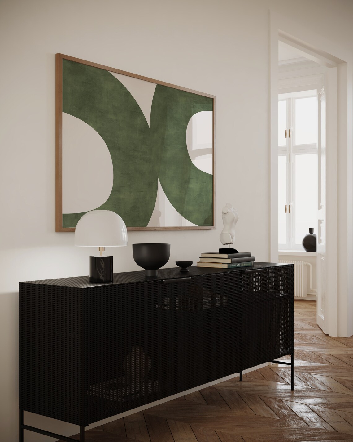 Midcentury Green Beige Modern Poster Print - Image 4