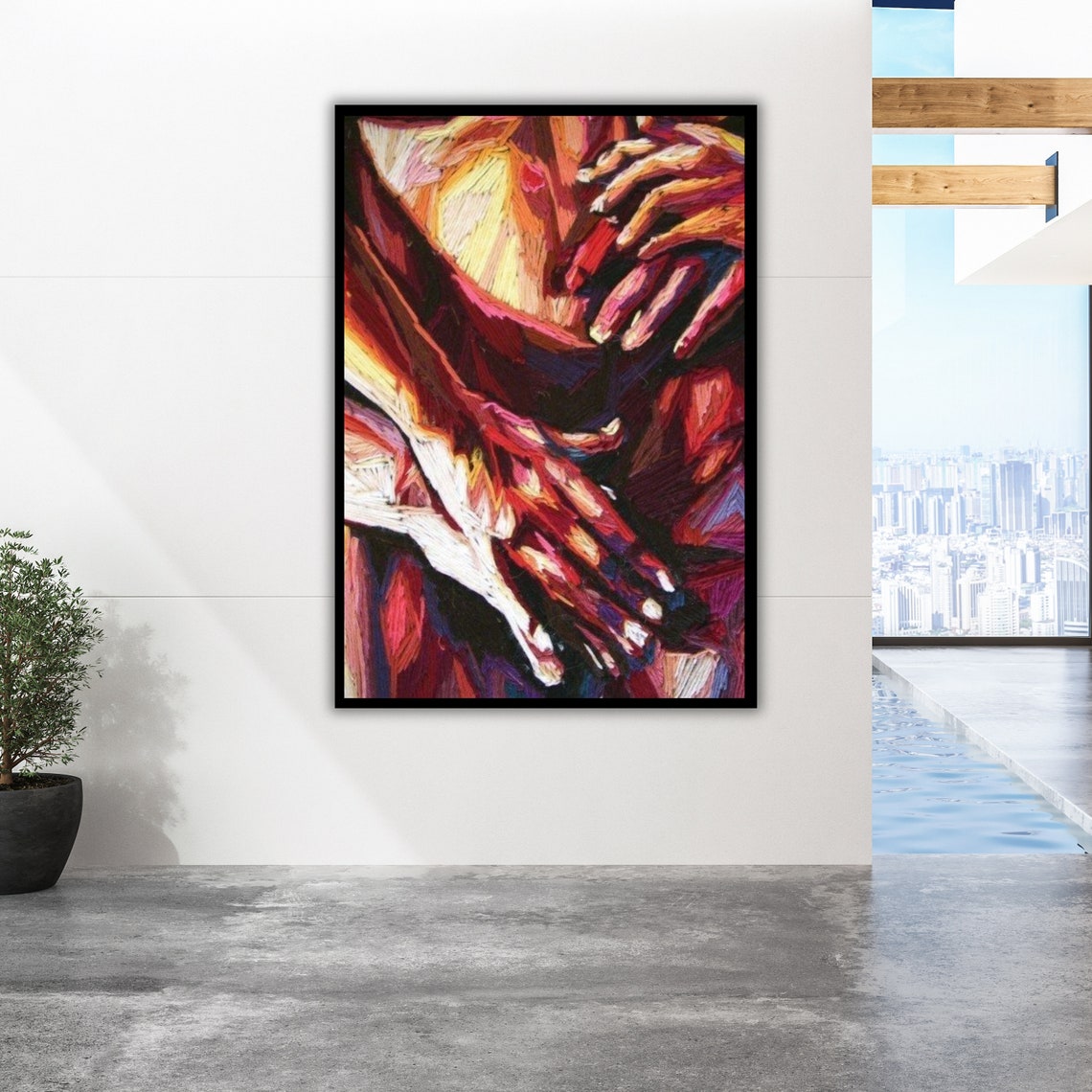 Minimalist Nude Couple Watercolor Art Ready To Hang Framed Wall Decor Romantic Bedroom Art - Image 2