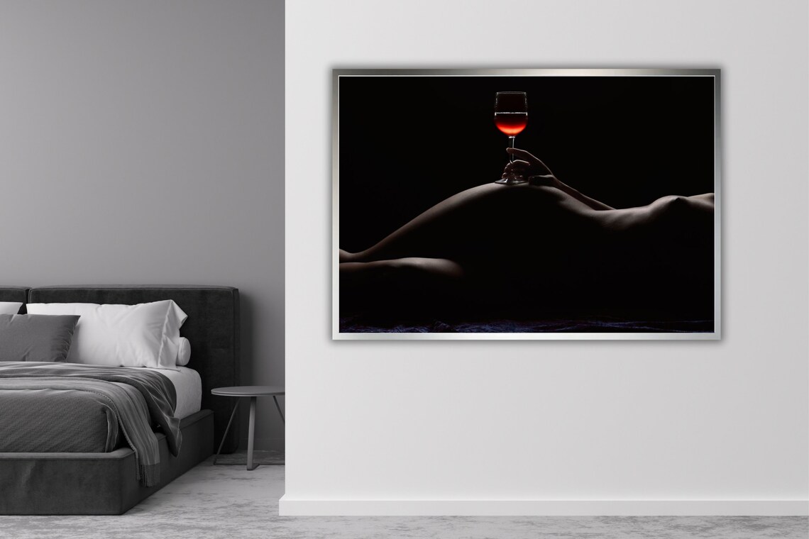 Sexy Woman With Wine Art Print, Sensual Figure - Image 4