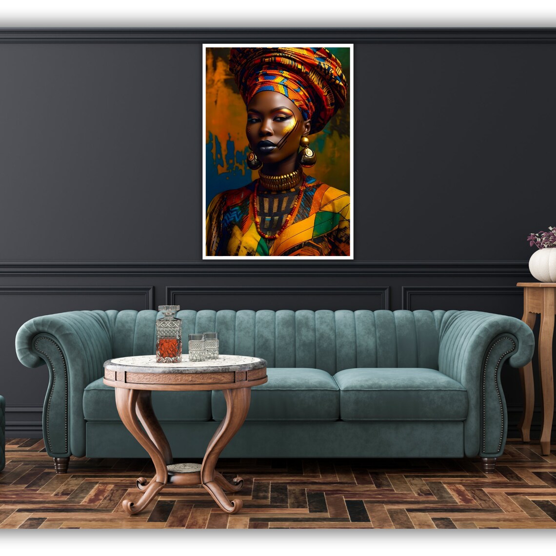 Ethnic Art Print African Woman Ready To Hang Framed Wall Decor Cultural Home Decor Wall Art - Image 3