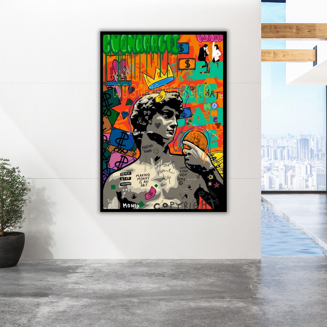 Michelangelo David Graffiti Pop Art Colorful Street Style Poster - Image 3