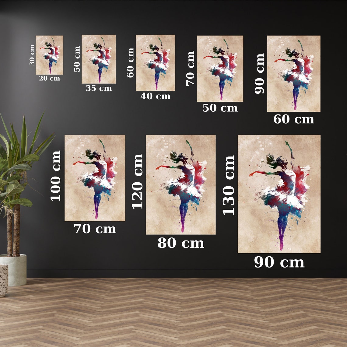 Watercolor Dancer Silhouette Red Blue Paint Splash Art Poster - Image 3