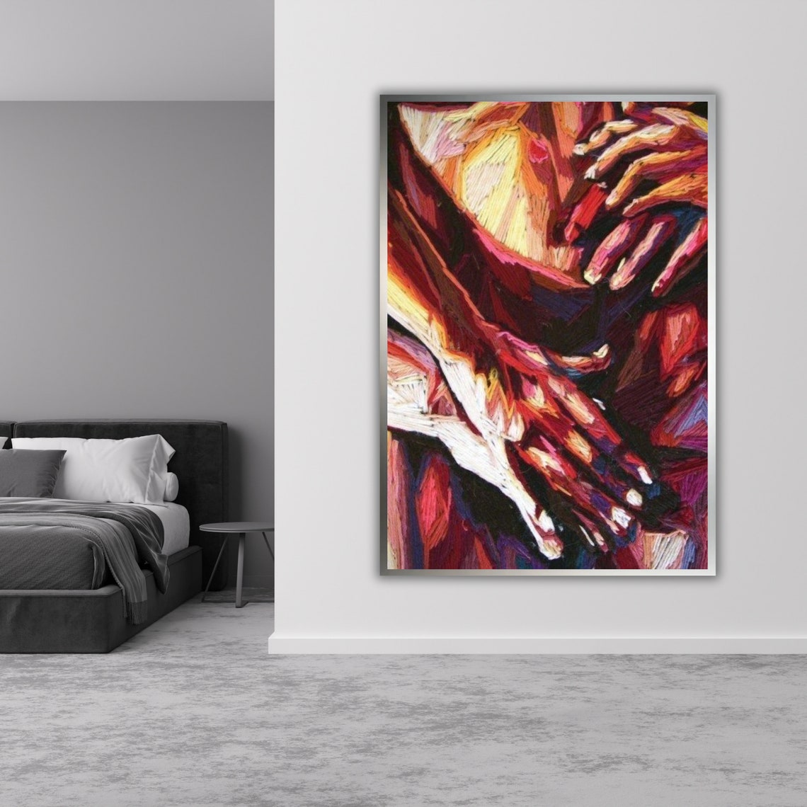 Minimalist Nude Couple Watercolor Art Ready To Hang Framed Wall Decor Romantic Bedroom Art - Image 3