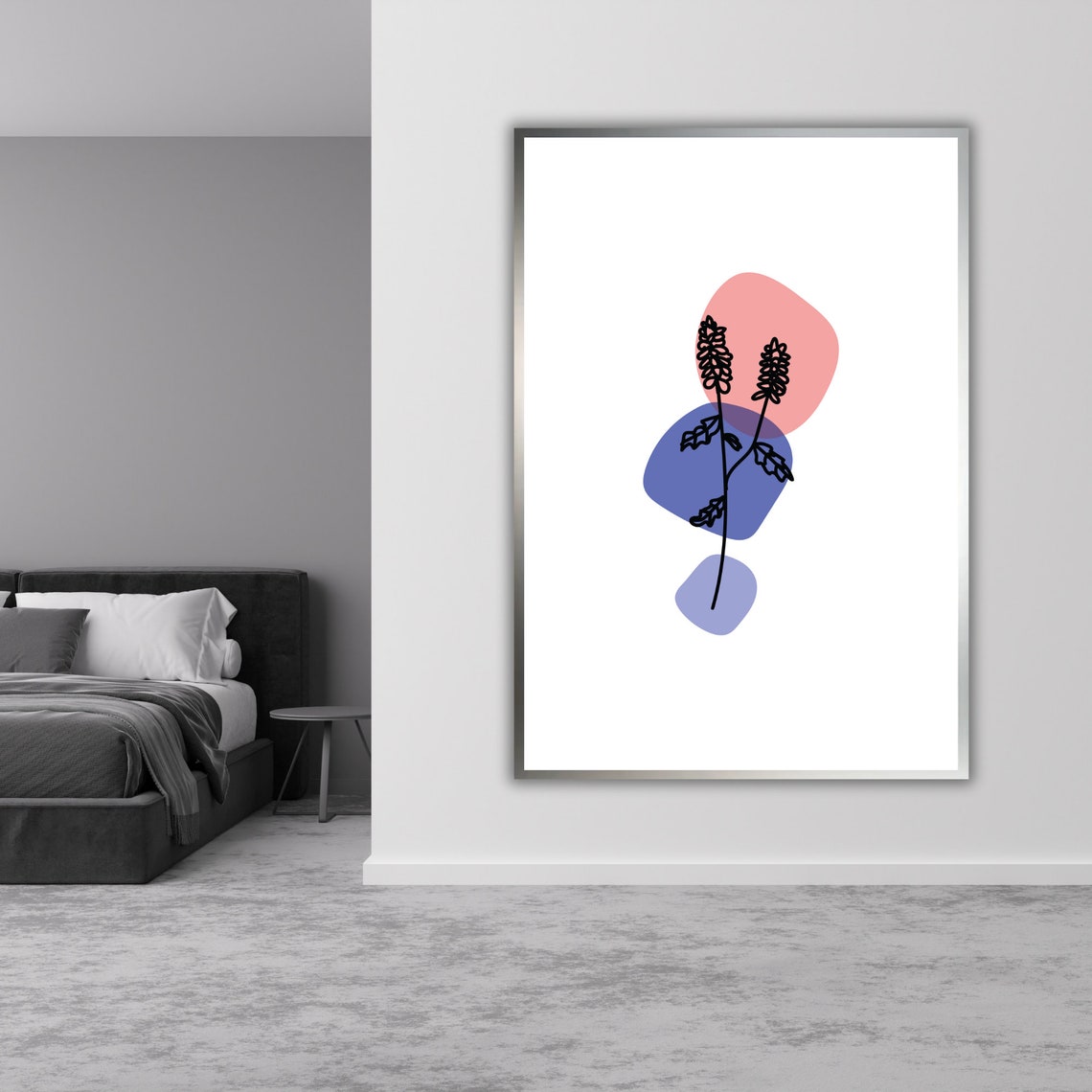 Minimalist Line Art Foliage Pastel Shapes Modern Botanical Wall Poster - Image 4