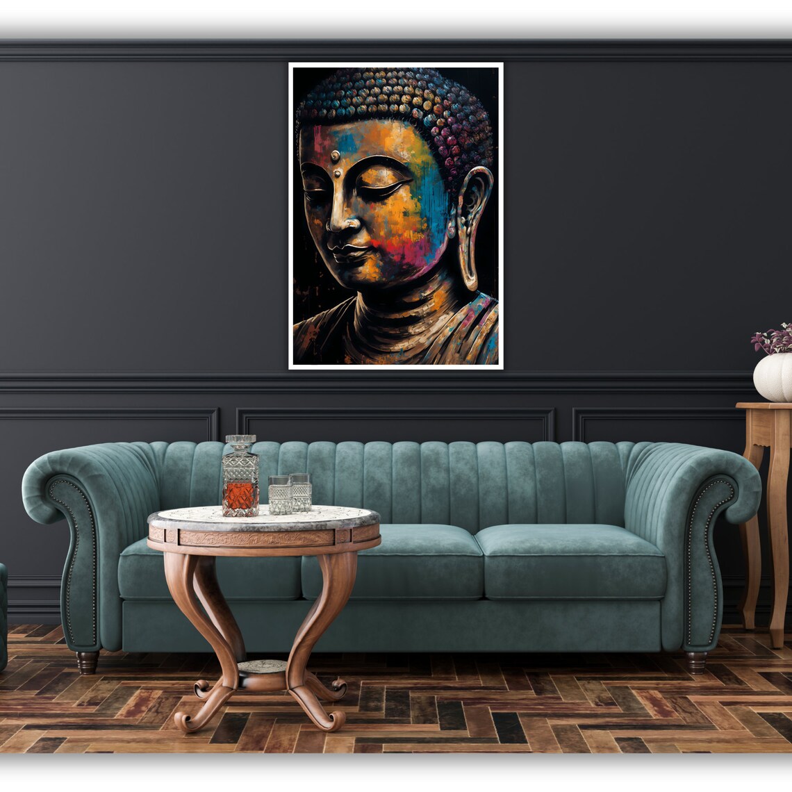 Colorful Buddha Face Abstract Brushstroke Zen Meditation Painting Poster - Image 5