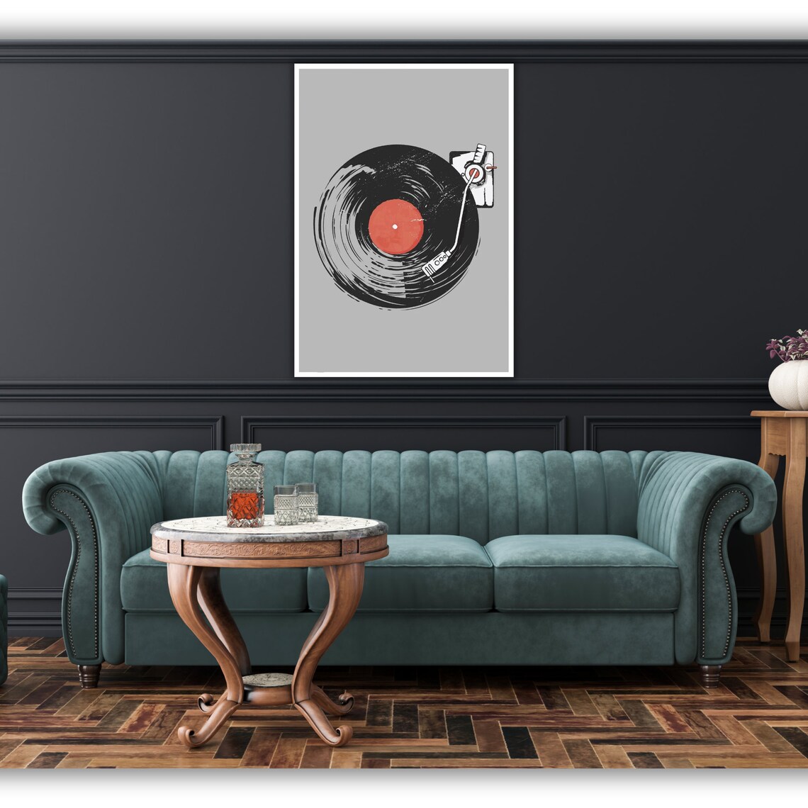 Vinyl Record With Red Label Retro Turntable Music Lover Wall Decor Poster - Image 3
