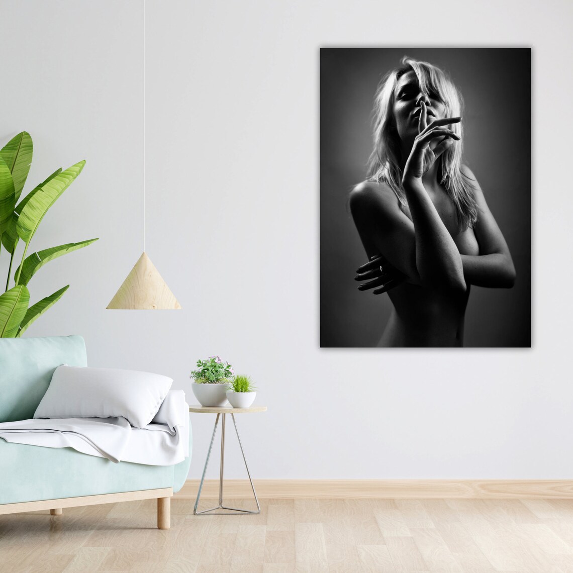 Black and White Blonde Woman Portrait Sultry Photography Poster - Image 4