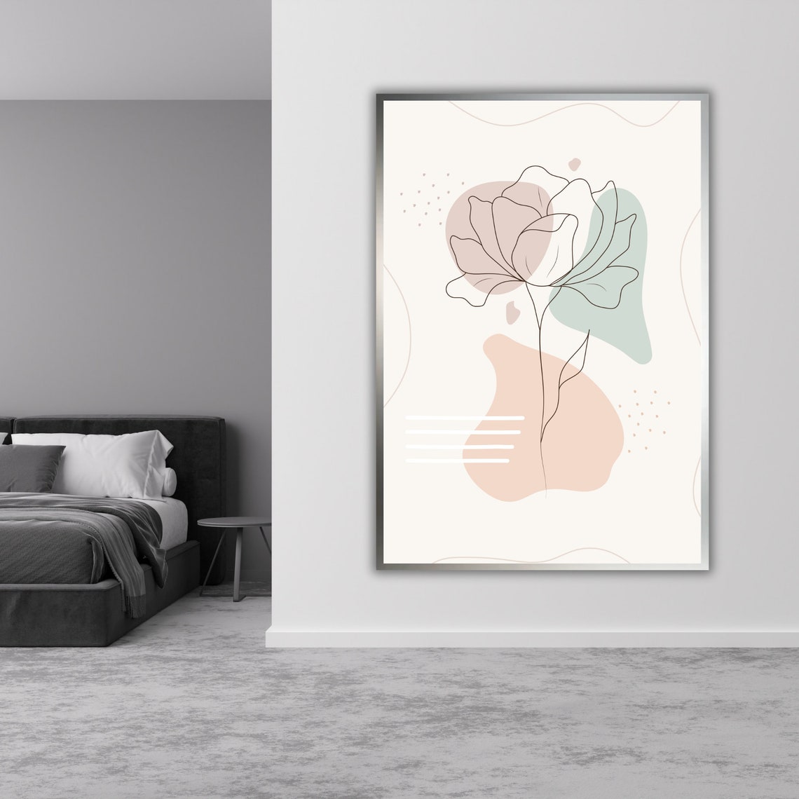 Minimalist Rose Line Art Pastel Abstract Botanical Wall Poster - Image 5