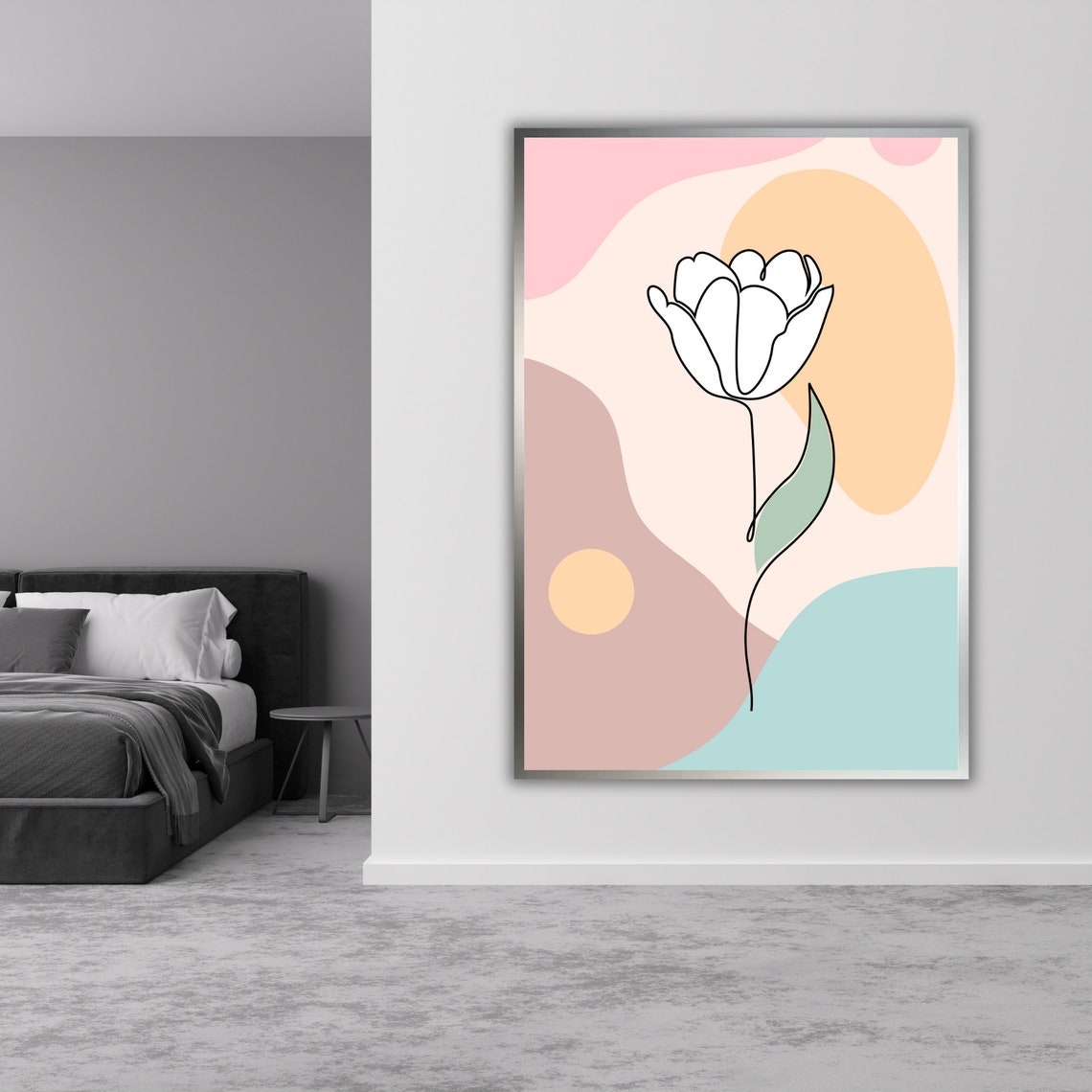 Minimalist Tulip Line Art Pastel Waves Modern Floral Decor Poster - Image 5