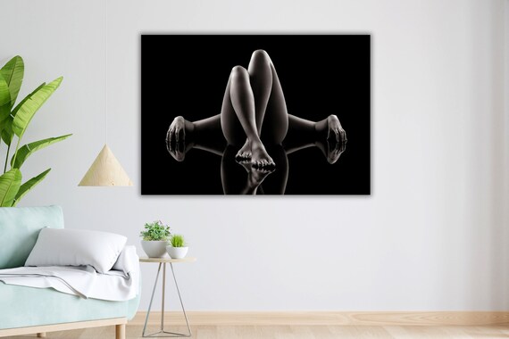 Black And White Crossed Legs Reflection Minimalist Body Form Photo Poster