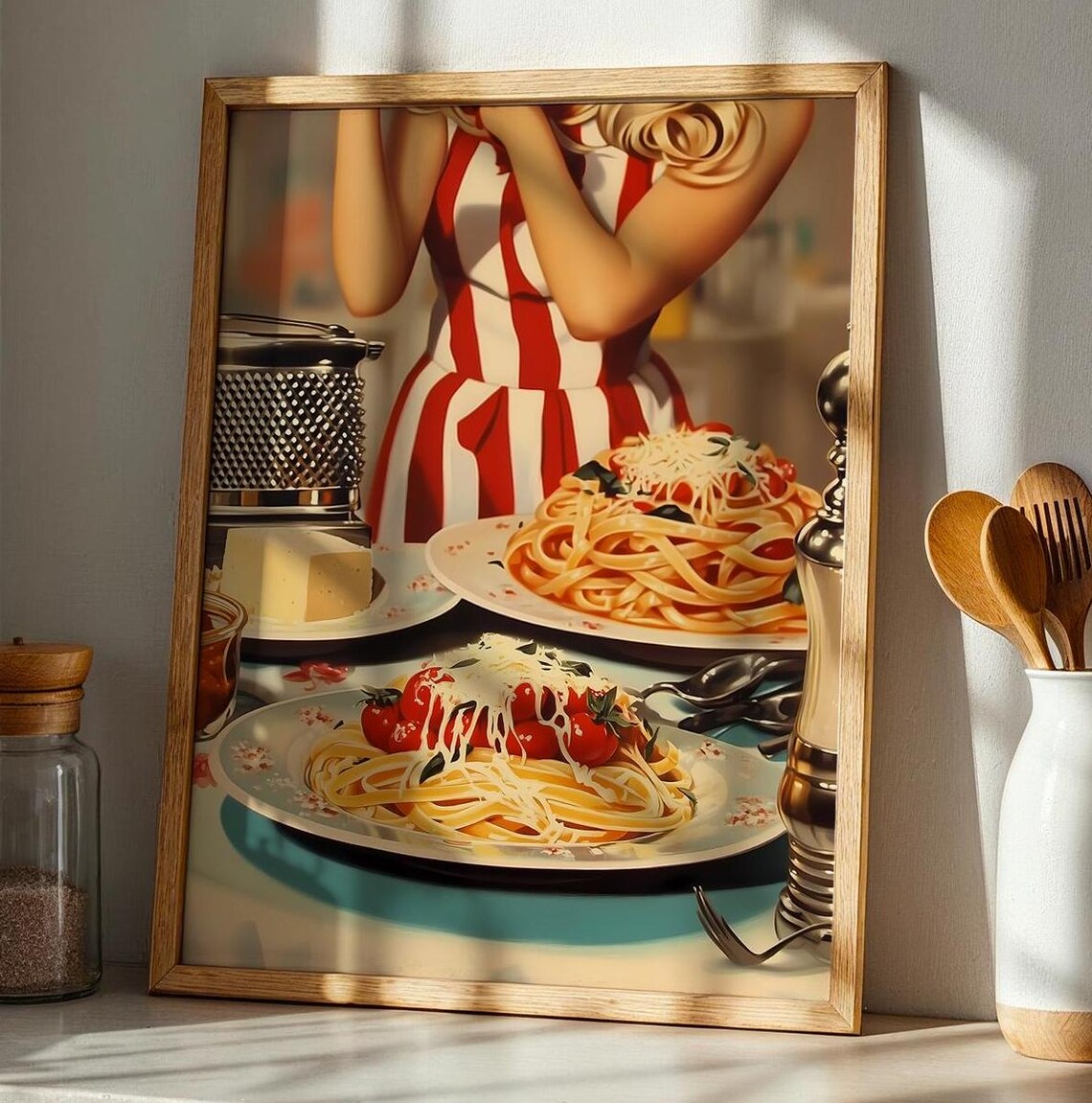 Delicious Pasta Vintage Poster, Kitchen Wall Art
