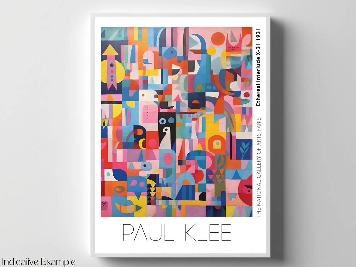 Paul Klee Inspired Vibrant Pink Blue Mosaic Playful Art Poster - Image 4