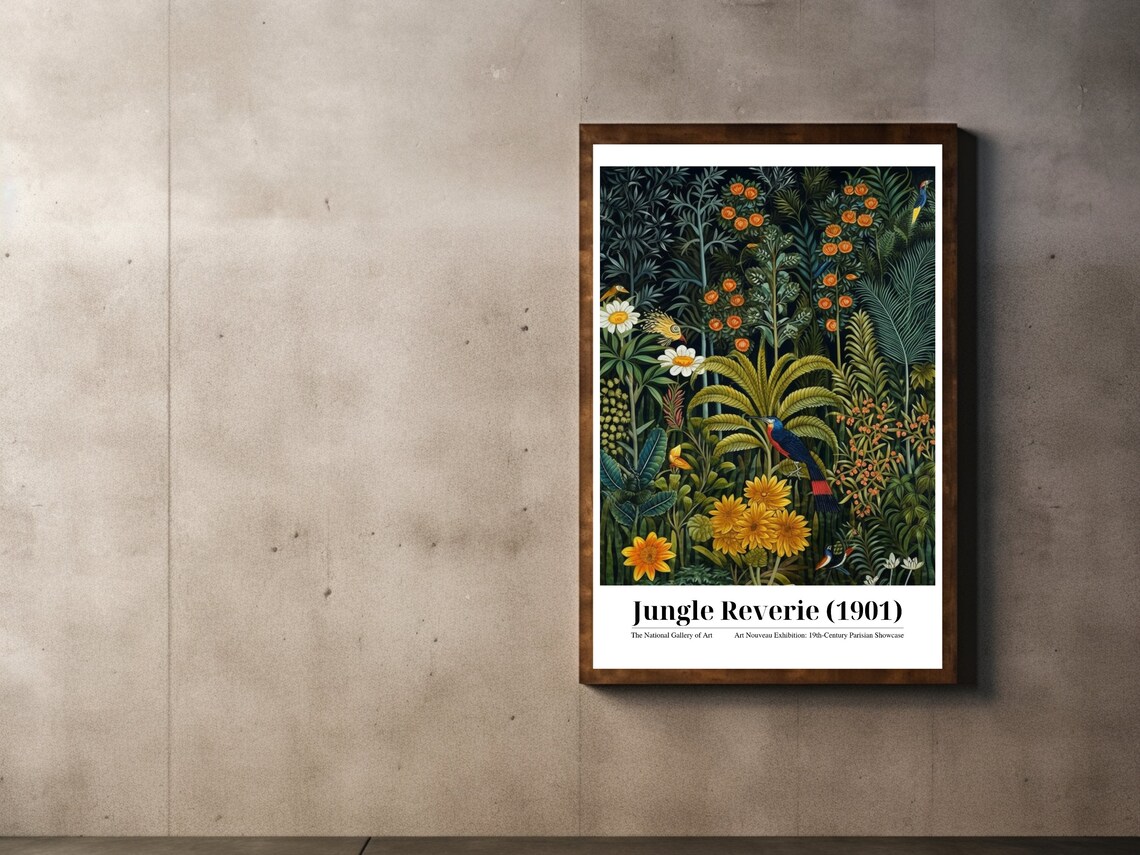 Jungle Reverie 1901 Henri Rousseau Inspired Dense Jungle Poster - Image 2