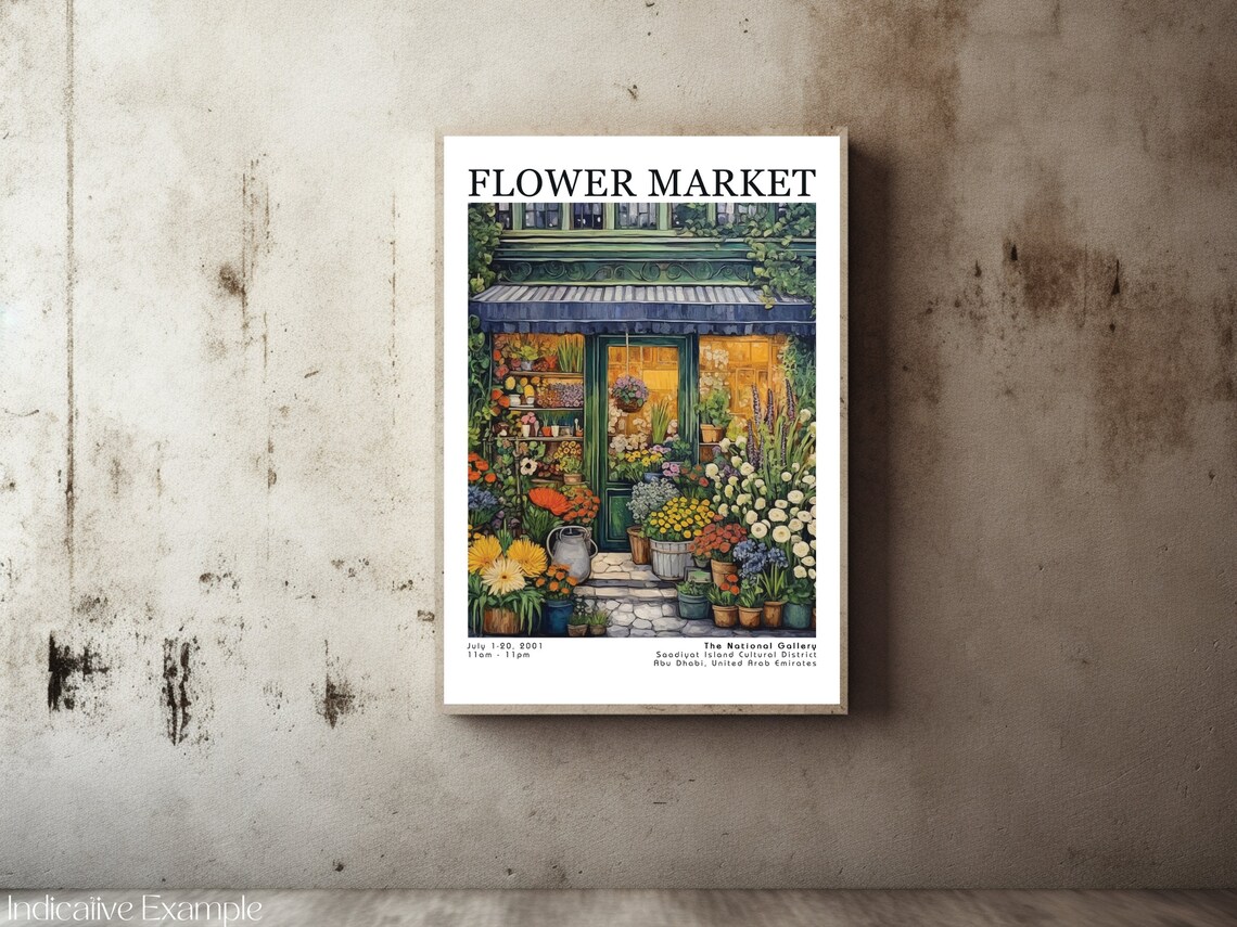 Flower Market Glowing Green Storefront Evening Blossom Art Poster - Image 2
