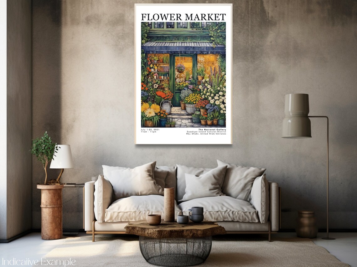 Flower Market Glowing Green Storefront Evening Blossom Art Poster - Image 3