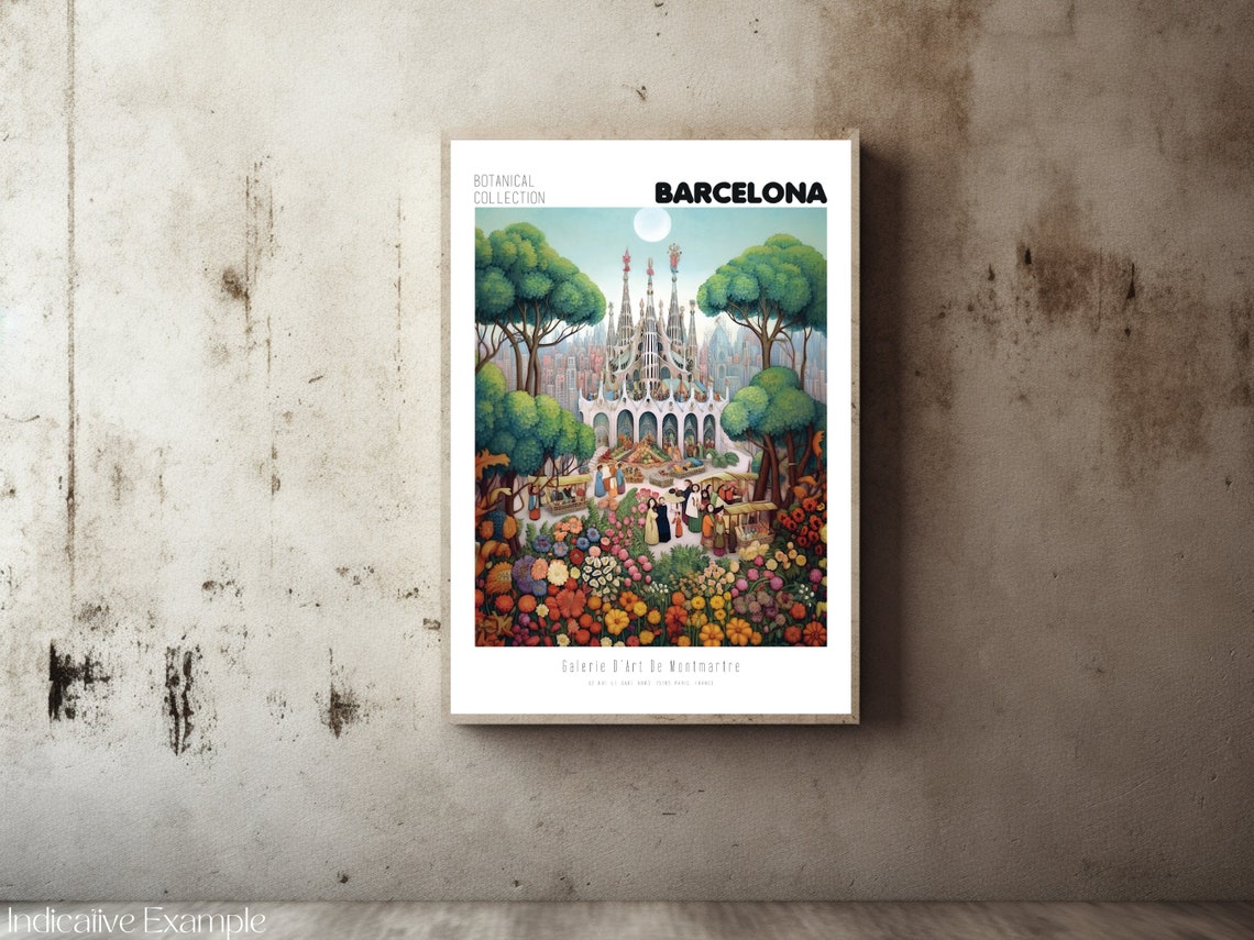 Sagrada Familia Print Sagrada Familia Vintage Poster Sagrada Familia Wall Art Henri Rousseau Print Flower Market Poster Barcelona Print - Image 2