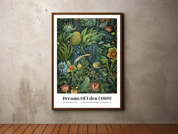 Henri Rousseau Inspired Print Henri Rousseau Inspired Poster Modern Art Print Tropical Decor Botanical Floral Jungle Print Wall Art