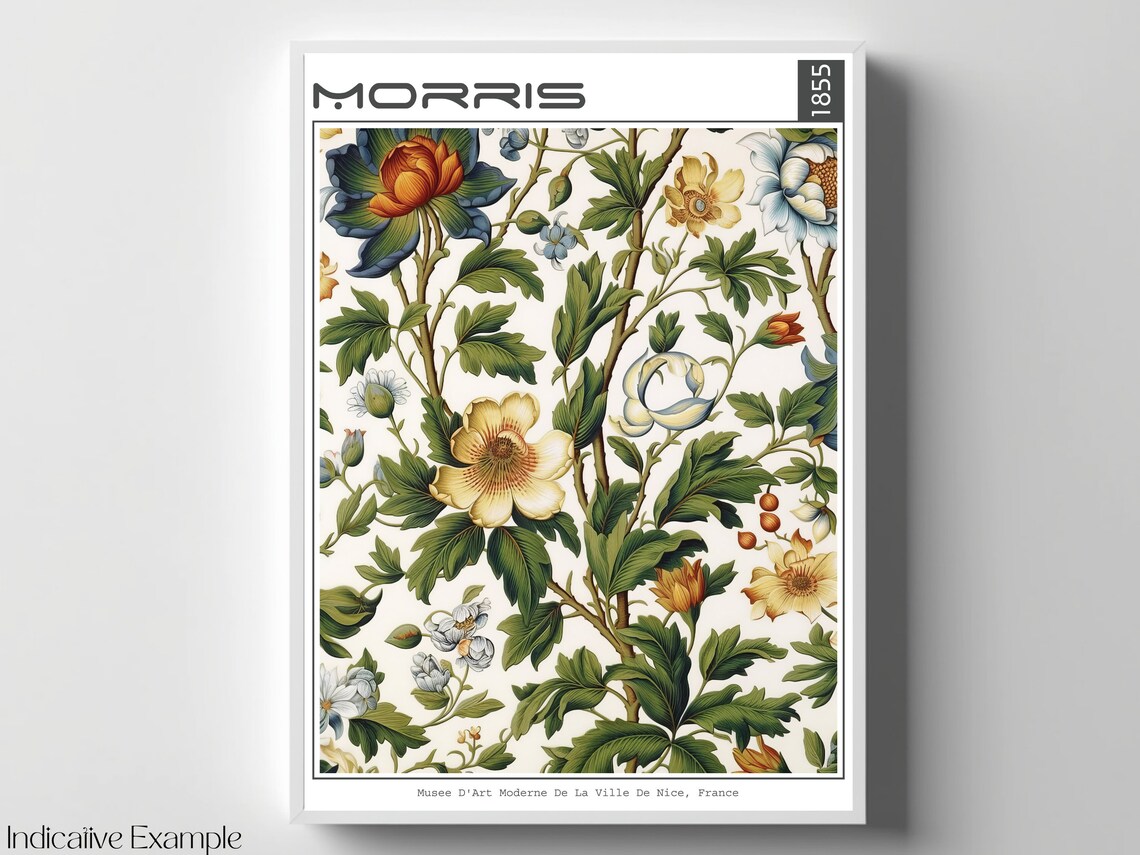 William Morris 1855 Floral Peony Vintage Wallpaper Style Poster - Image 4