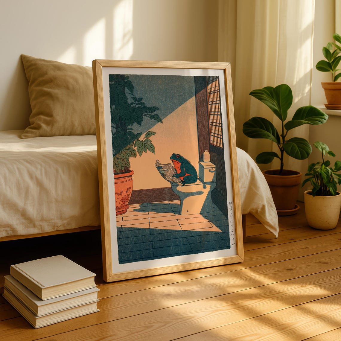 Japanese Frog Print Bathroom Hasui Kawase Art Hiroaki Takahashi Style Wall Funny - Image 7