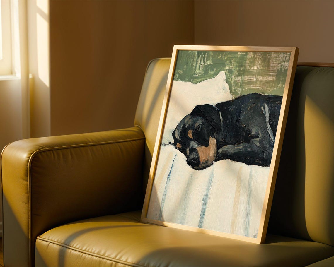 Boxer Dog Wall Art Print Elegant Poster For Lovers Calm Pet Home Decor Neutral Illustration