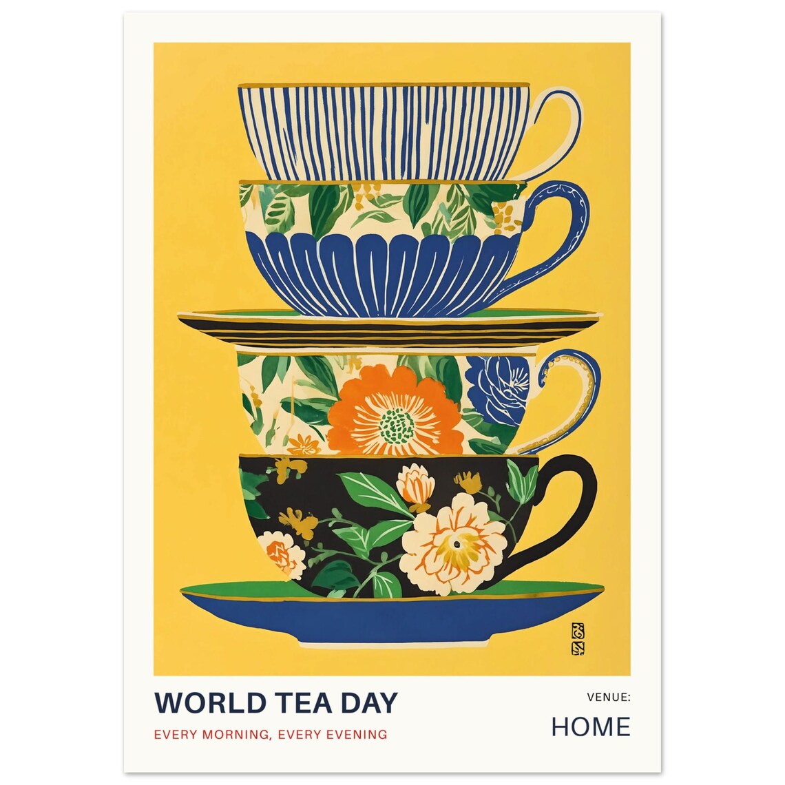 Tea Lover Vintage Poster, Retro Kitchen Wall Art