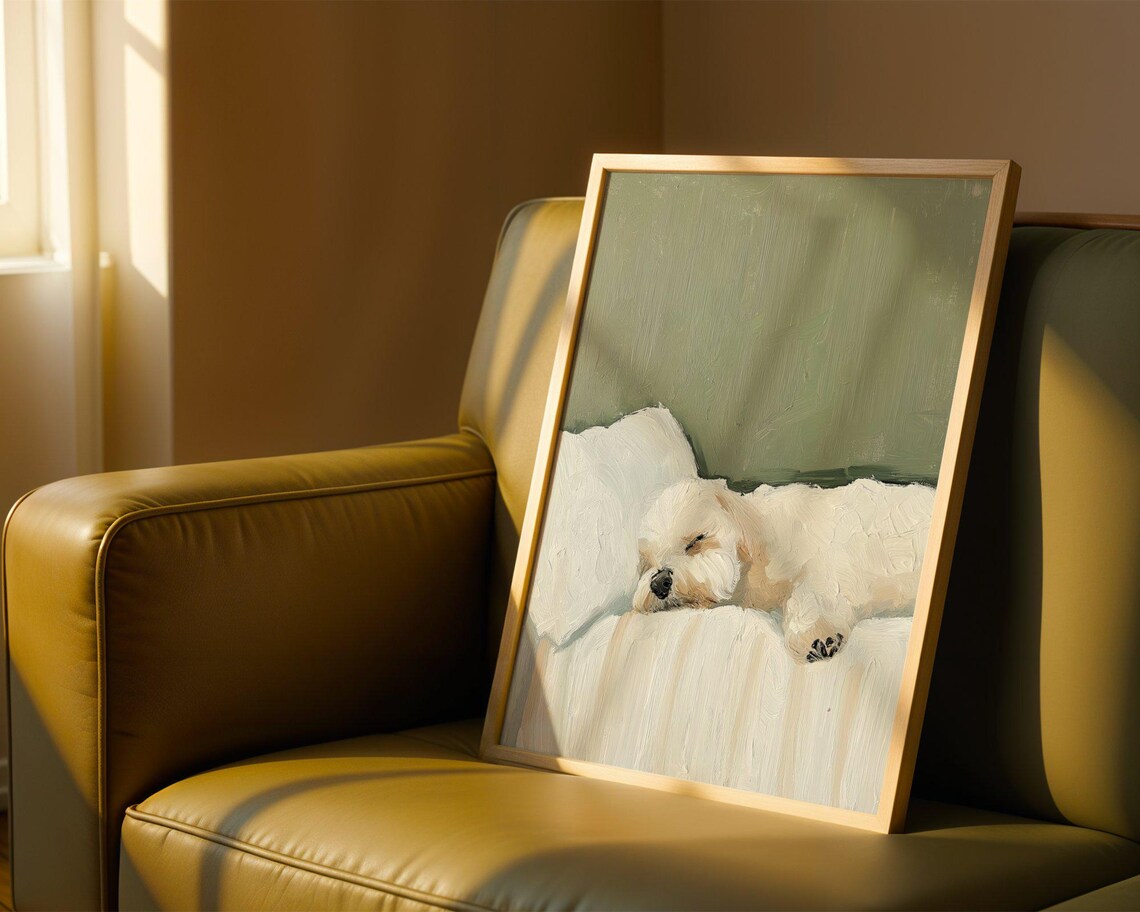Bichon Frise Elegant Dog Art Print, White Decor