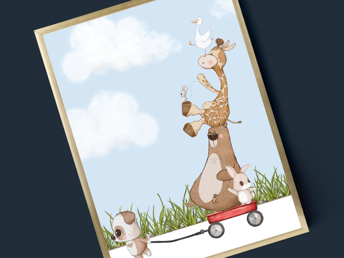 Transportation Nursery Print Going On An Adventure Wall Art Animal Nursery Decor Cute Boys Room Wall Art Instant - Image 2