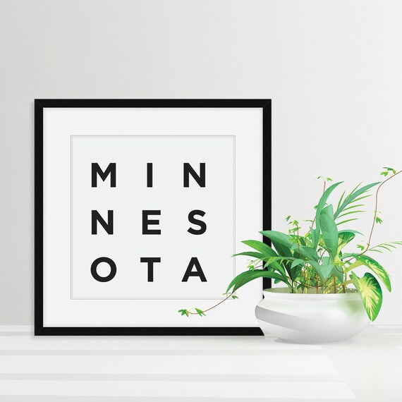 Minnesota Art State Wall Decor Black And White State Print Scandinavian Wall Art Minneapolis Minnesota Minnesota Gifts