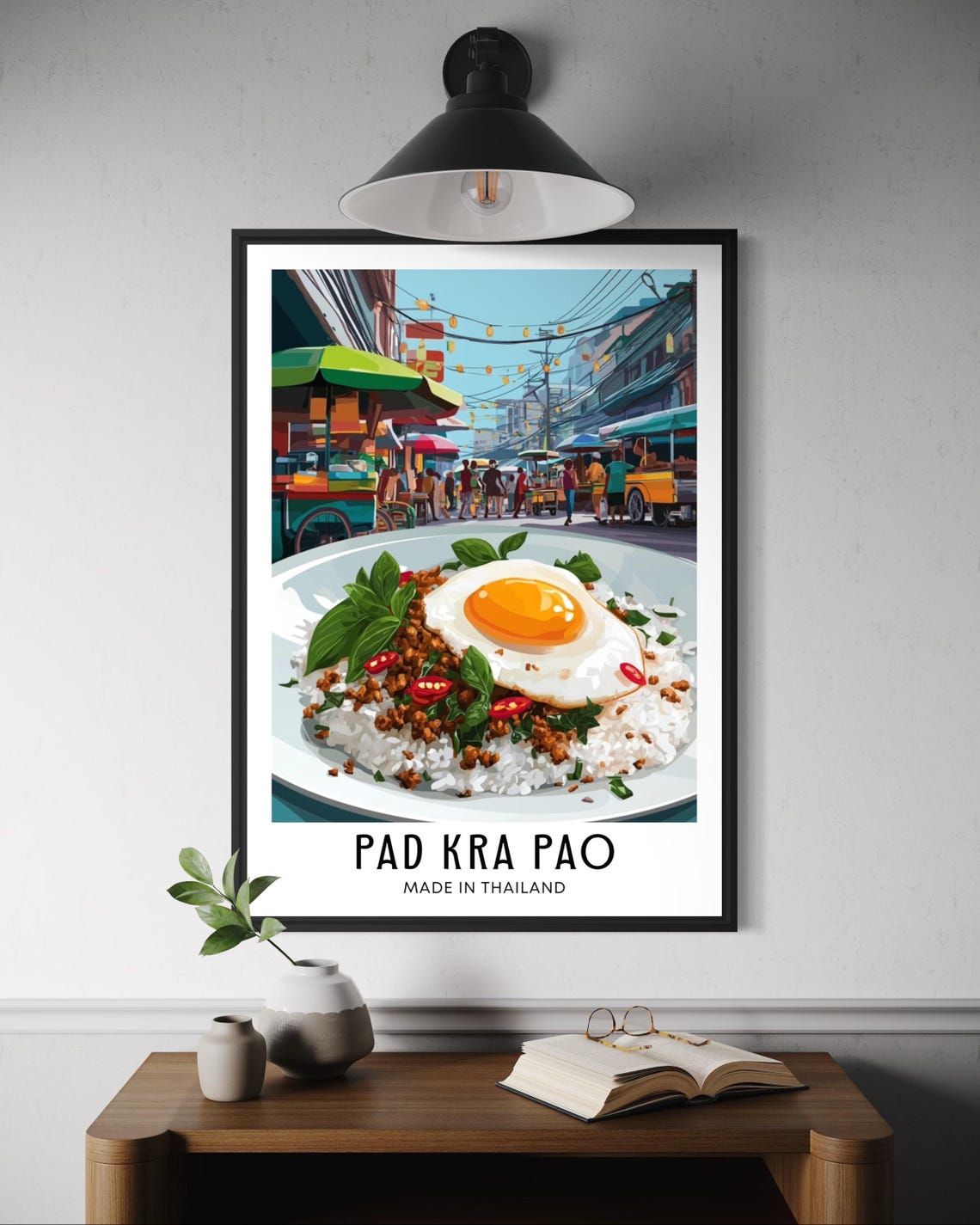Pad Kra Pao With Fried Egg Thai Food Art Poster Made In Thailand