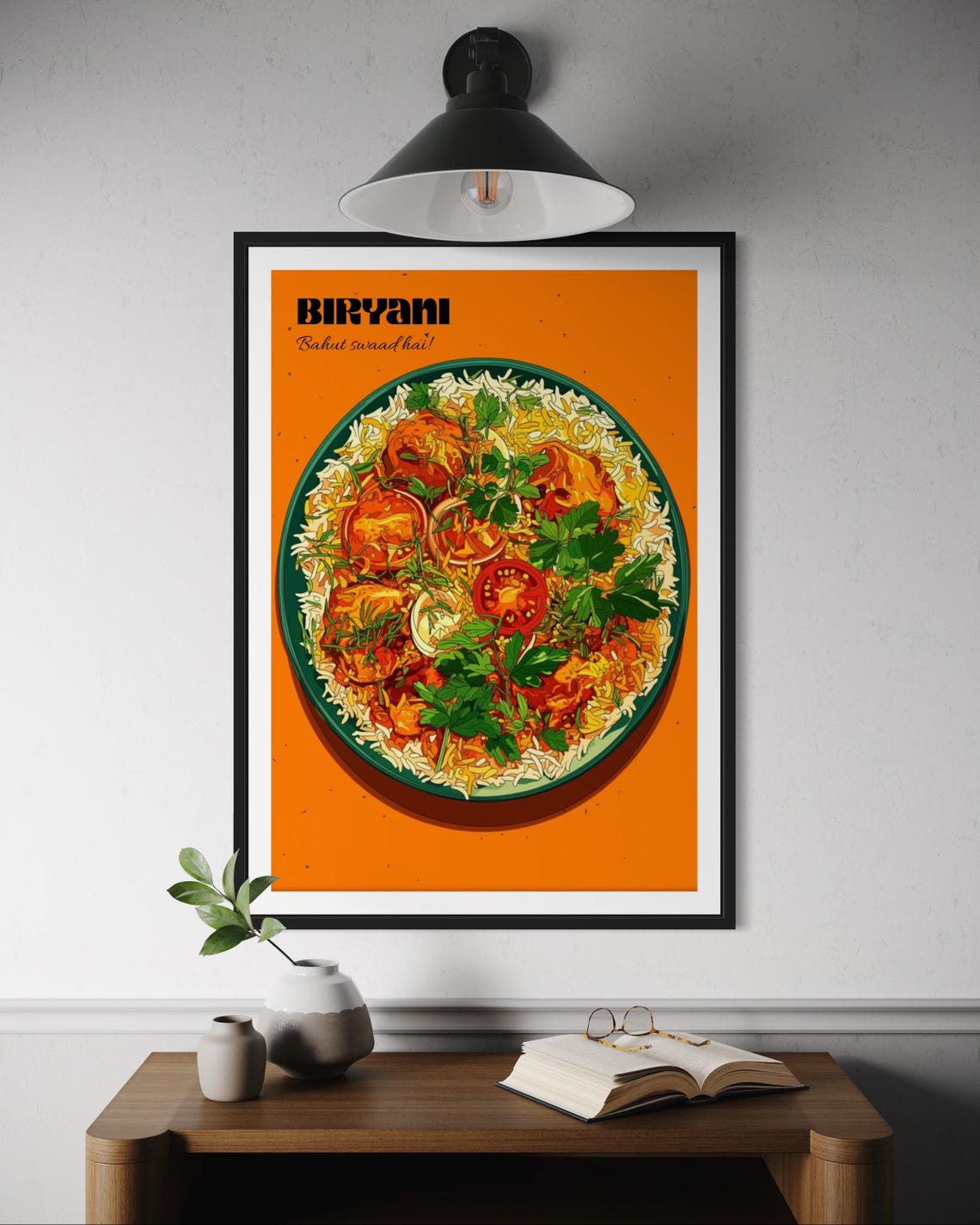 Biryani Bahut Swaad Hai Indian Rice Dish Retro Food Art Poster