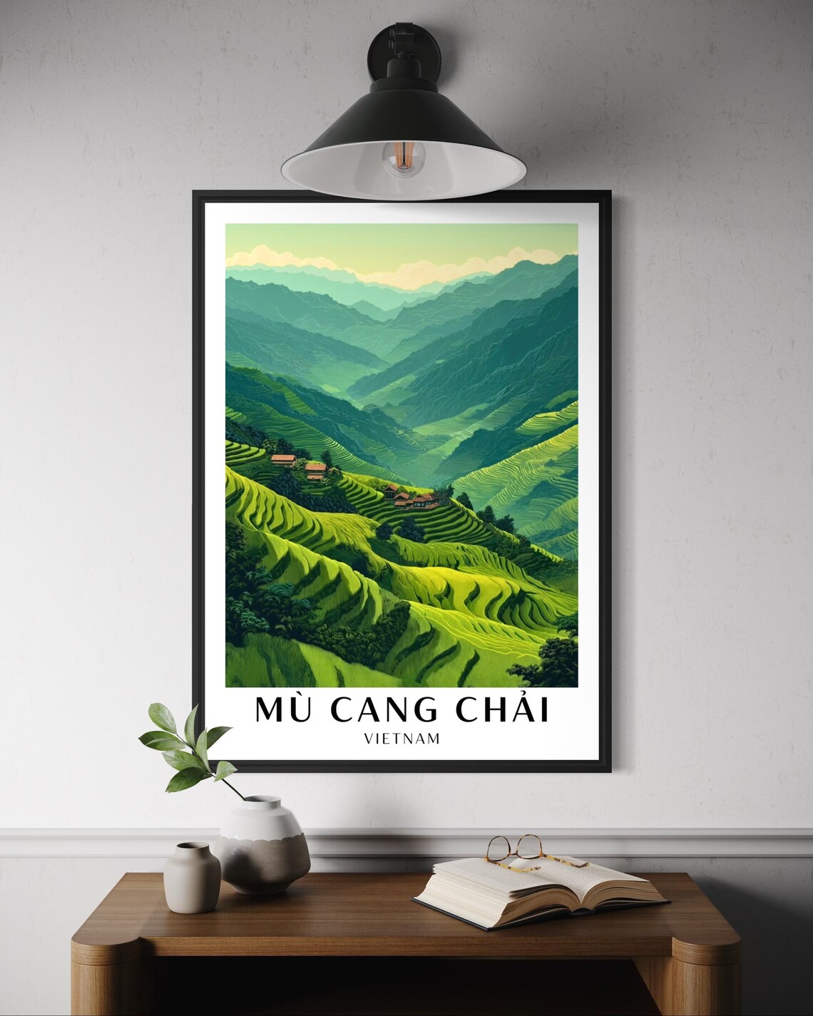 Mu Cang Chai Travel Poster, Rice Terrace Landscape