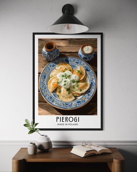 Pierogi Polish Food Poster Poland Dumpling Illustration Wall Art Kitchen Decor Eastern European Cuisine Print Foodie Travel Gift
