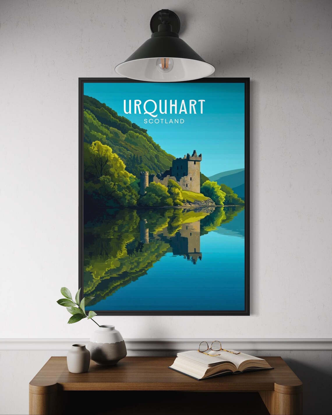 Urquhart Castle Scotland Loch Vintage Travel Poster Mirror Lake