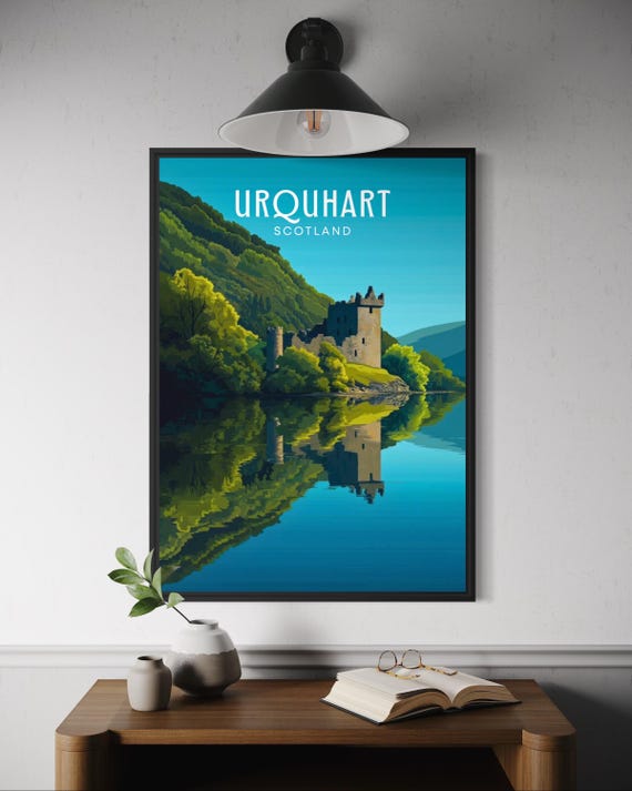 Urquhart Castle Poster Scotland Wall Art Loch Ness Print Historic Decor Scottish Highlands Travel Artwork Lochs