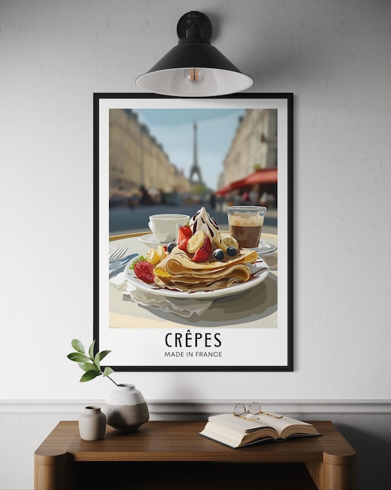 Crepes Poster, French Dessert Cafe Art