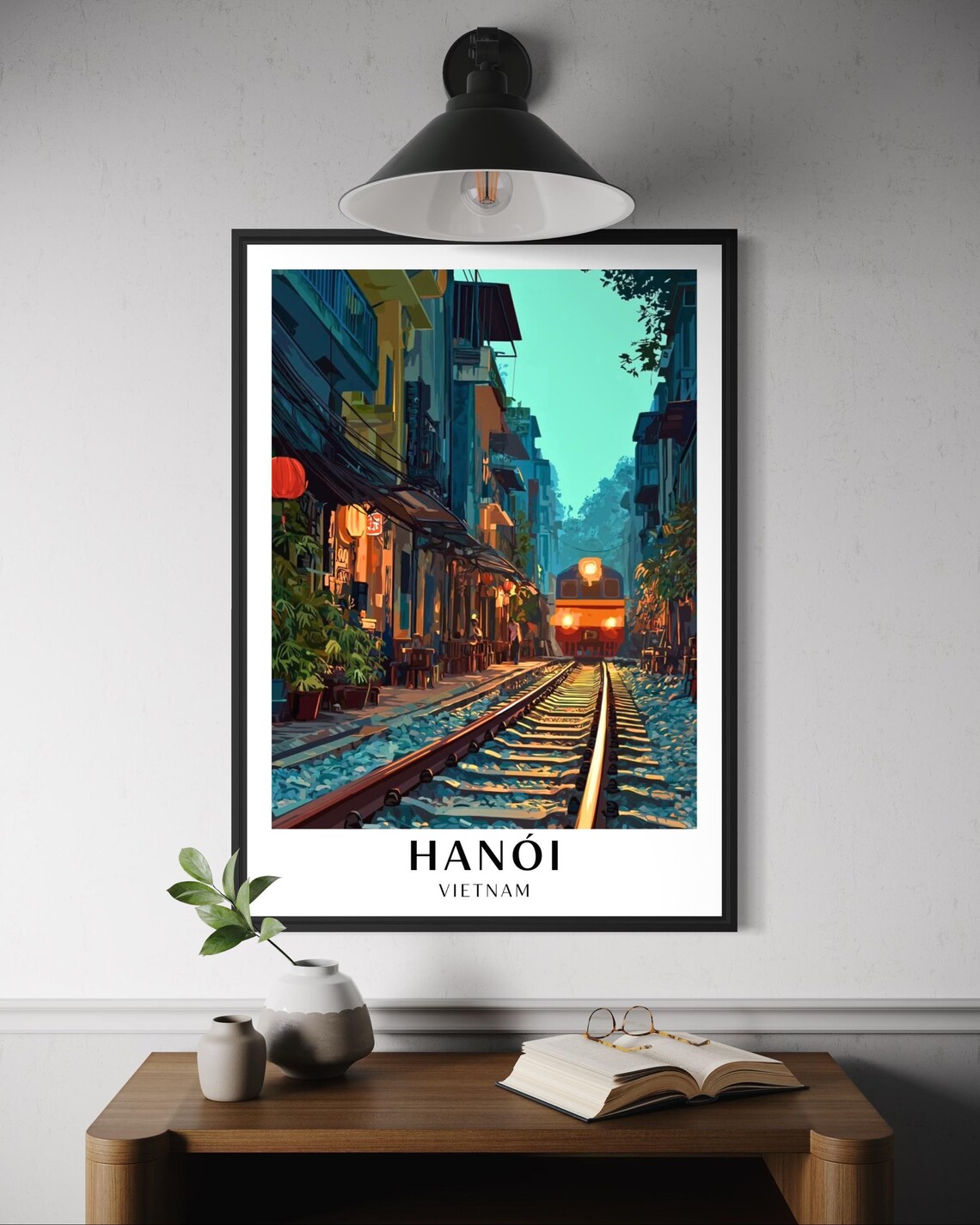 Hanoi Train Street Poster, Vietnam Travel Poster