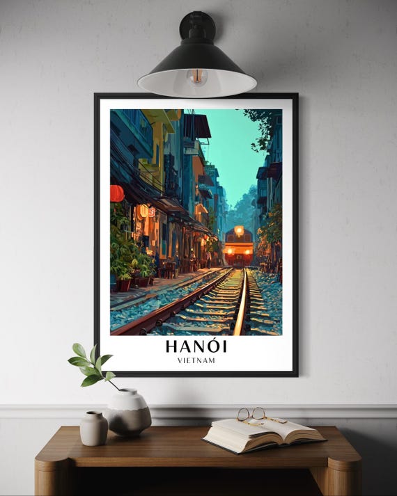Hanoi Train Street Poster, Vietnam Travel Poster