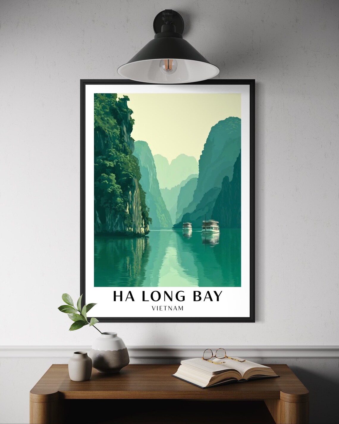 Ha Long Bay Vietnam Travel Poster, Limestone Mountains