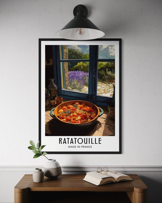 Ratatouille Poster French Vegetable Dish Wall Art Provence Cuisine Print Mediterranean Kitchen Decor France Food Illustration