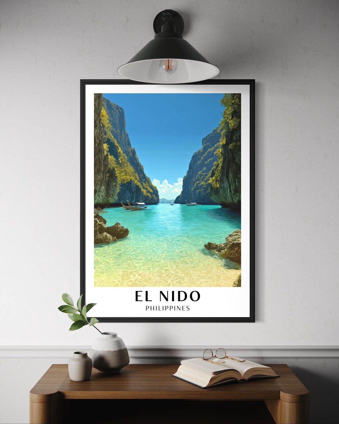 El Nido Palawan Travel Poster, Tropical Lagoon