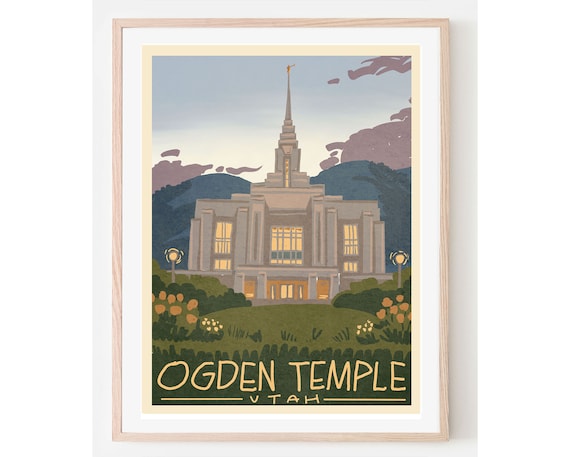 Ogden Temple Utah Vintage Travel Poster Classic LDS Artwork Decor